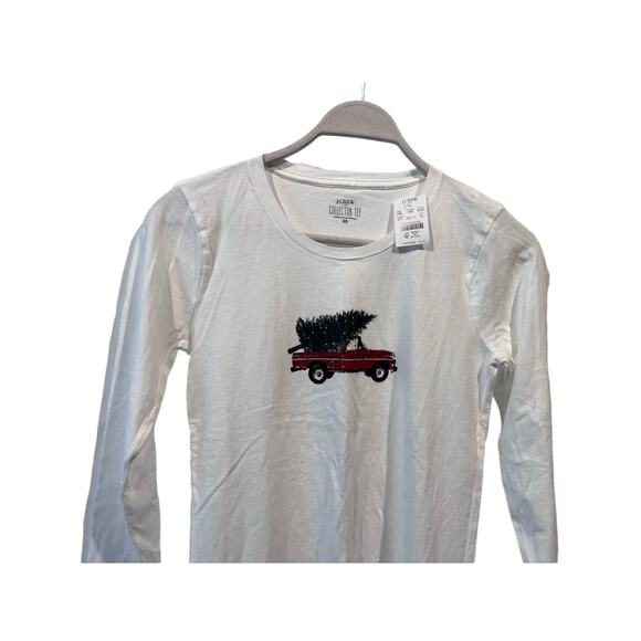 J. Crew Womens XS Collector Tee Christmas Tree Truck Long Sleeve Crew Neck Shirt - Picture 4 of 9